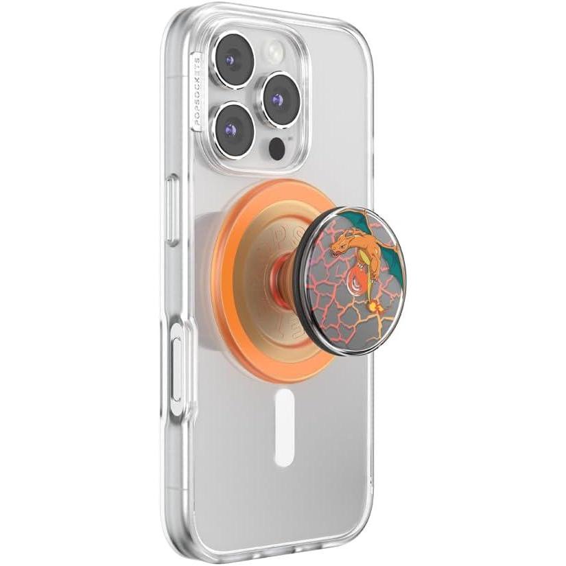 imagePopSockets Phone Grip for MagSafe with Kickstand Magnetic Stand Swappable Top Secure Hold for iPhone MagSafe Cases Phone ampamp Tablet Grip Cute PopSockets Pokemon Fairy  Enamel Sakura DreamsCharizard in Flight