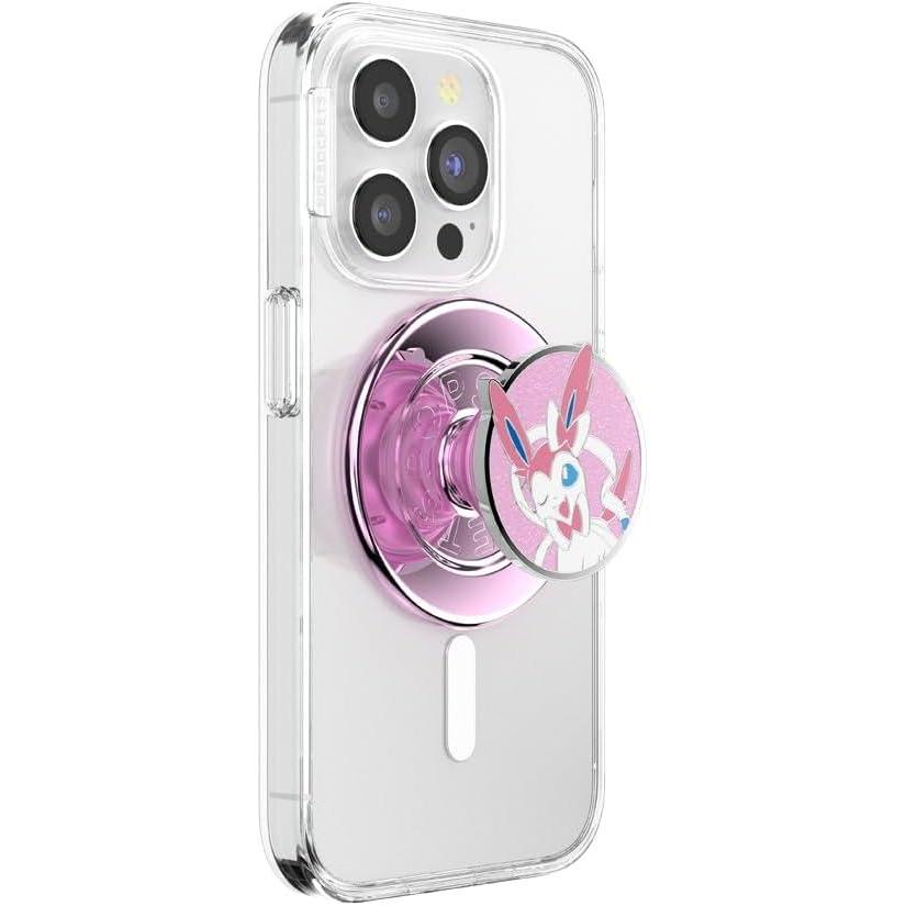 imagePopSockets Phone Grip for MagSafe with Kickstand Magnetic Stand Swappable Top Secure Hold for iPhone MagSafe Cases Phone ampamp Tablet Grip Cute PopSockets Pokemon Fairy  Enamel Sakura DreamsSylveon Wink