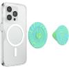 PopSockets Phone Grip for MagSafe with Kickstand, Magnetic Stand, Swappable Top, Secure Hold for iPhone MagSafe Cases, Phone & Tablet Grip – Aluminum Topo(Swirl Lime)