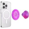 PopSockets Phone Grip for MagSafe with Kickstand, Magnetic Stand, Swappable Top, Secure Hold for iPhone MagSafe Cases, Phone & Tablet Grip – Aluminum Topo(Lava Lamp Pink)