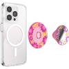 PopSockets Phone Grip for MagSafe with Kickstand, Magnetic Stand, Swappable Top, Secure Hold for iPhone MagSafe Cases, Phone & Tablet Grip, Cute PopSockets – Rainbow Glass(Pink Relief)
