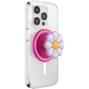 PopSockets Phone Grip for MagSafe with Kickstand, Magnetic Stand, Swappable Top, Secure Hold for iPhone MagSafe Cases, Phone & Tablet Grip – Aluminum Topo(Doodle Daisy)