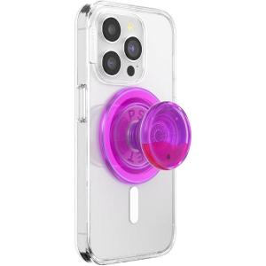 PopSockets Phone Grip for MagSafe with Kickstand, Magnetic Stand, Swappable Top, Secure Hold for iPhone MagSafe Cases, Phone & Tablet Grip – Aluminum Topo(Lava Lamp Pink)