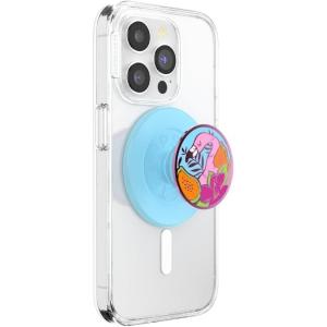 PopSockets Phone Grip for MagSafe with Kickstand, Magnetic Stand, Swappable Top, Secure Hold for iPhone MagSafe Cases, Phone & Tablet Grip – Aluminum Topo(Enamel Flamingo)