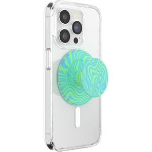 PopSockets Phone Grip for MagSafe with Kickstand, Magnetic Stand, Swappable Top, Secure Hold for iPhone MagSafe Cases, Phone & Tablet Grip – Aluminum Topo(Swirl Lime)