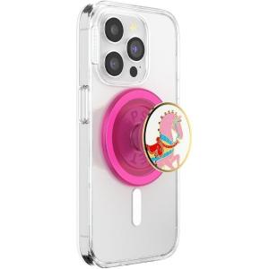 PopSockets Phone Grip for MagSafe with Kickstand, Magnetic Stand, Swappable Top, Secure Hold for iPhone MagSafe Cases, Phone & Tablet Grip – Aluminum Topo(Carousel Pony)