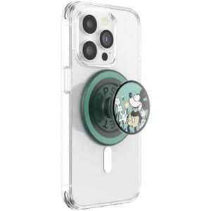 PopSockets Phone Grip for MagSafe with Kickstand, Magnetic Stand, Swappable Top, Secure Hold for iPhone MagSafe Cases, Phone & Tablet Grip, Disney – PopOut Latte Mickey(Tonal Flower)