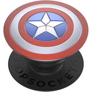PopSockets Phone Grip for MagSafe with Kickstand, Magnetic Stand, Swappable Top, Secure Hold for iPhone MagSafe Cases, Phone & Tablet Grip, Marvel – Enamel Captain America Comic Book(Enamel Sheild)