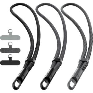 takyu Phone Wrist Strap, Phone Charm Strap, Wristlet Keychain Charms Tether for Case Keys Women Men Compatible with iPhone(Black  Dark Gray  Black-gray)