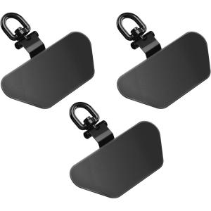 takyu 3 Pack Phone Tether Tab Rotatable 360°, Metal Phone Lanyard Patch(Ebony*3)