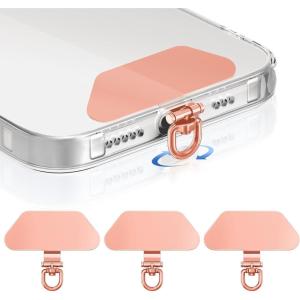 takyu 360° Rotating Metal Phone Tether Tab, Phone Lanyard Tab, Cellphone Charm Wrist Strap Hook Holder Compatible for iPhone(Rose Gold*3)