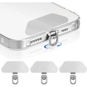 takyu 360° Rotating Metal Phone Tether Tab, Phone Lanyard Tab, Cellphone Charm Wrist Strap Hook Holder Compatible for iPhone(Silver*3)