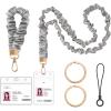 takyu Scrunchie Lanyard for Id Badges, Neck and Wrist Teacher Lanyard with Id Holder, Stretchy Lanyards for Women Keys Keychain Cruise Ship Cards，Pink(Grey)