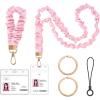 takyu Scrunchie Lanyard for Id Badges, Neck and Wrist Teacher Lanyard with Id Holder, Stretchy Lanyards for Women Keys Keychain Cruise Ship Cards，Pink(Pink)