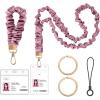 takyu Scrunchie Lanyard for Id Badges, Neck and Wrist Teacher Lanyard with Id Holder, Stretchy Lanyards for Women Keys Keychain Cruise Ship Cards，Pink(Purple)
