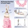 takyu Scrunchie Lanyard for Id Badges, Neck and Wrist Teacher Lanyard with Id Holder, Stretchy Lanyards for Women Keys Keychain Cruise Ship Cards，Pink(Pink)
