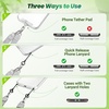 takyu Multifunctional Phone Lanyard, 3 in 1 Cell Phone Detachable Adjustable Crossbody Strap & Neck Lanyard & Wrist Lanyard with 2x Tether Tab for Most Smartphones, Outdoor Travel Essential Black(Greyx1)