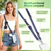 takyu Multifunctional Phone Lanyard, 3 in 1 Cell Phone Detachable Adjustable Crossbody Strap & Neck Lanyard & Wrist Lanyard with 2x Tether Tab for Most Smartphones, Outdoor Travel Essential Black(Bluex1)