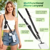 takyu Multifunctional Phone Lanyard, 3 in 1 Cell Phone Detachable Adjustable Crossbody Strap & Neck Lanyard & Wrist Lanyard with 2x Tether Tab for Most Smartphones, Outdoor Travel Essential Black(Blackx1)