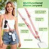 takyu Multifunctional Phone Lanyard, 3 in 1 Cell Phone Detachable Adjustable Crossbody Strap & Neck Lanyard & Wrist Lanyard with 2x Tether Tab for Most Smartphones, Outdoor Travel Essential Black(Pinkx1)