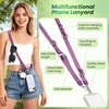 takyu Multifunctional Phone Lanyard, 3 in 1 Cell Phone Detachable Adjustable Crossbody Strap & Neck Lanyard & Wrist Lanyard with 2x Tether Tab for Most Smartphones, Outdoor Travel Essential Black(Purplex1)