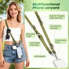takyu Multifunctional Phone Lanyard, 3 in 1 Cell Phone Detachable Adjustable Crossbody Strap & Neck Lanyard & Wrist Lanyard with 2x Tether Tab for Most Smartphones, Outdoor Travel Essential Black(Greenx1)