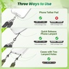 takyu Multifunctional Phone Lanyard, 3 in 1 Cell Phone Detachable Adjustable Crossbody Strap & Neck Lanyard & Wrist Lanyard with 2x Tether Tab for Most Smartphones, Outdoor Travel Essential Black(Greenx1)