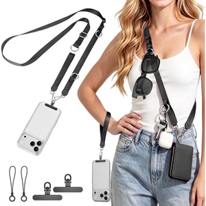 takyu Multifunctional Phone Lanyard, 3 in 1 Cell Phone Detachable Adjustable Crossbody Strap & Neck Lanyard & Wrist Lanyard with 2x Tether Tab for Most Smartphones, Outdoor Travel Essential Black(Blackx1)