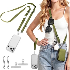 takyu Multifunctional Phone Lanyard, 3 in 1 Cell Phone Detachable Adjustable Crossbody Strap & Neck Lanyard & Wrist Lanyard with 2x Tether Tab for Most Smartphones, Outdoor Travel Essential Black(Greenx1)