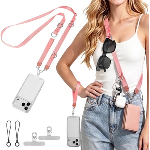 takyu Multifunctional Phone Lanyard, 3 in 1 Cell Phone Detachable Adjustable Crossbody Strap & Neck Lanyard & Wrist Lanyard with 2x Tether Tab for Most Smartphones, Outdoor Travel Essential Black(Pinkx1)