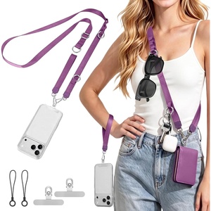 takyu Multifunctional Phone Lanyard, 3 in 1 Cell Phone Detachable Adjustable Crossbody Strap & Neck Lanyard & Wrist Lanyard with 2x Tether Tab for Most Smartphones, Outdoor Travel Essential Black(Purplex1)