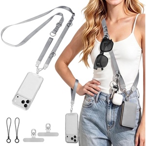 takyu Multifunctional Phone Lanyard, 3 in 1 Cell Phone Detachable Adjustable Crossbody Strap & Neck Lanyard & Wrist Lanyard with 2x Tether Tab for Most Smartphones, Outdoor Travel Essential Black(Greyx1)