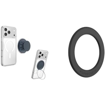image:imageBundle of PopSockets LowPro Grip for MagSafe Thin Profile Navy PopSockets LowPro Grip Surface Mount Adapter Black